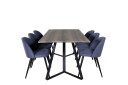 Venture Home Marina Spisegruppe 180 cm Rektangulær med 6 Velvet Stoler Sort
