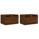  Vegghengte nattbord med LED-lys 2 stk brun eik 8721012254237