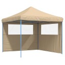  Sammenleggbart partytelt pop-up med 2 sidevegger beige 4004921