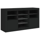 vidaXL Skjenk med LED-lys svart 123x37x67 cm