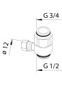 Oras 217200 Ejektorhus G15x12, Baderom