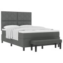  Box Spring Seng med Madrass & Benk Mørk Grå 140x190 cm Stoff