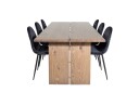 Venture Home Logger Spisegruppe 210 cm Rektangulær med 6 Polar Stoler Sort