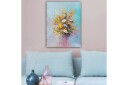 Lerretsbilde 70x100 cm Fargerik bukett med blomster i forskjellige nyanser Gul / Oransje / Blå