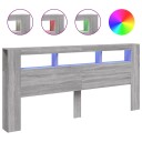  Sengegavl med LED grå sonoma 220x18,5x103,5 cm konstruert tre 8721012259614