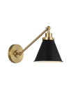Visual Comfort Wellfleet Single Arm Cone Task Sconce Midnight Black/Brass