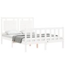 vidaXL Sengeramme med hodegavl hvit 4FT small double heltre