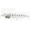 vidaXL Sengeramme med hodegavl hvit 160x200 cm heltre