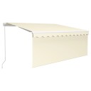 vidaXL Manuell uttrekkbar markise med rullegardin 3,5x2,5 m kremhvit