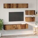  TV benk sett 6 pcs Gammelt tre Medium Konstruert tre
