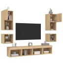 vidaXL Vegghengte TV-enheter med LED 8 deler sonoma eik konstruert tre 8721012470071