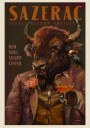 Buffalo Drinking Sazerac Cocktail. Alcohol & Liquor Bar Art Plakat / 40x50