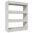 vidaXL Bokhylle/romdeler betonggr? 80x30x103 cm konstruert tre