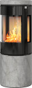 Rais Juno L 120 med kleberstein  svart vedovn med sideglass og glassdør