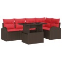 vidaXL Hagesofa Set 6 stk. 5 Antall seter Brun og rød polyrotting