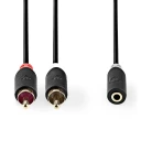 Nedis Stereo lydkabel | 2x RCA Han | 3.5 mm Hun | Gull belagt | 0.20 m | Rund | Antrasitt | Boks