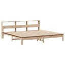  Seng med bokhylle uten madrass 200x200 cm heltre furu 8721158409720
