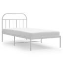 vidaXL Sengeramme i metall med hodegavl hvit 107x203 cm