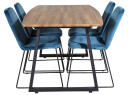 Venture Design Inca & Muce spisegruppe Natur/blå 4 st stoler & bord 160 x 85 cm