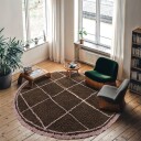 Rundt teppe   Lana Natural Cotton Shaggy brun Størrelse: Ø 240 cm
