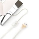 Lucande Evaine bordlampe krom, hvit skjerm