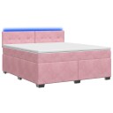 vidaXL Box Spring Seng med Madrass og LED Rosa 140 x 200 cm Fløyel