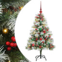 vidaXL Kunstig juletre Grønn og hvit 120 cm PVC og Metall og Plast