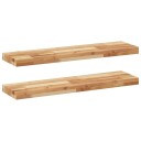 Flytende hyller 2 stk 80x20x4 cm oljebehandlet heltre akasie