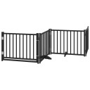 vidaXL Hundeport dør sammenleggbar 4 paneler svart 320 cm heltre gran