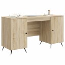 vidaXL Skrivebord med dør Sonoma eik 142,5 x 50 x 75 cm Konstruert tre