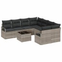  Hagesofa Set 9 pcs Lys grå, Svart 55 x 55 x 37 cm polyrotting
