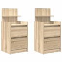  Nattskap med 2 skuffer 2 stk sonoma eik 38x34x80 cm