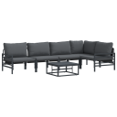  Hagesofa Set 6 pcs Antrasitt Stål