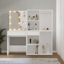  LED-sminkebord med 2 skap hvit konstruert tre