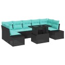 vidaXL Hagesofa Set 8 stk. 7-Antall seter Svart og turkis
