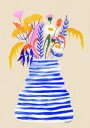 Happy Floral Vase with Stripes Plakat Plakat / 70x100cm