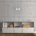 Sølvfarget veggklokke med glitrende steiner – 50 cm