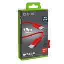 SBS USB C USB C 60W flettet kabel 1.5m rød TECABLETISSUETCCR