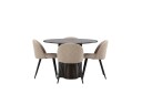 Venture Home Olivia Spisegruppe 110 cm Rund med 4 Velvet Stoler Beige