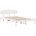  Sengestamme med hodegjerde Hvit 120 x 200 cm Massivt furutre