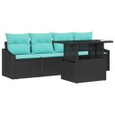 vidaXL Hagesofa Set 5 stk. 4 Antall seter Svart og Blå Poly rattan