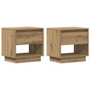  Nattbord 2 stk Artisan Eik 45x34x47 cm Ingeniørtre