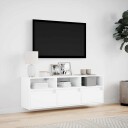  Vegghengt TV-benk med LED hvit 130x31x45 cm