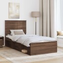  Sengestamme med hodegjerde Brun Eik 90 x 200 cm Massiv furu