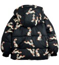 Mini Rodini Rabbits Aop Hooded Puffer   Black   104/110