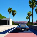 Retro Palm Drive Plakat / 70x70