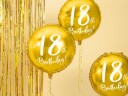 18th Birthday Rund Gullfarget Folieballong 45 cm