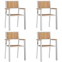  Stable Hage Stoler 4 stk Solid Teak & Rustfritt Stål