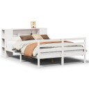  Seng med bokhylle uten madrass hvit 135x190 cm heltre furu 8721158609854