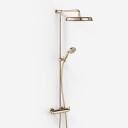 Hassel & Teudt HRL10 S02 Smartterm Dusjstangsett M/Ø31cm Rain Deluxe M/Easyclean Polert Messing Naturfarget